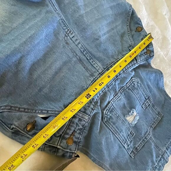 NWT SHEIN SYX women’s plus size faded Blue and Ripped Denim Overalls SZ1X - Picture 11 of 16